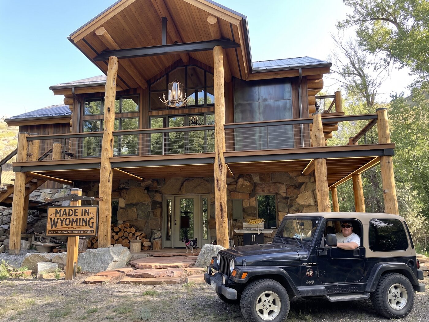 A Made in Wyoming log home with Troy Puls in his Jeep